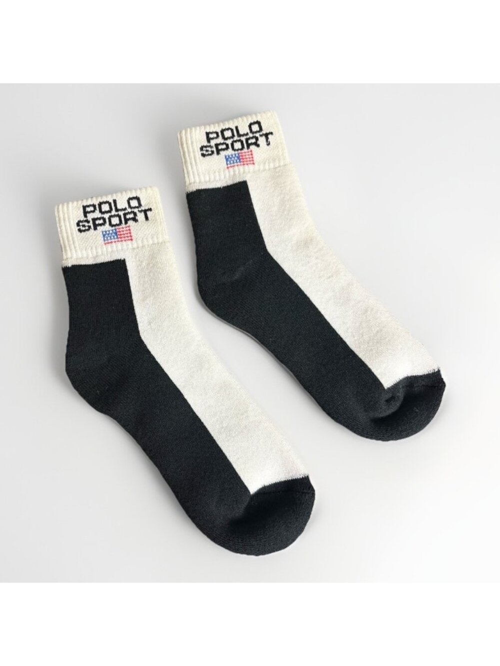 Vintage 90s/Y2K POLO SPORT Womens Quarter Socks Black/White Logo NEW